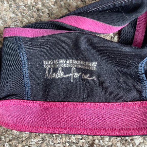 Under Armour High Impact Heatgear Armour Sports Bra, Size 34C, Black & Pink - Picture 8 of 9